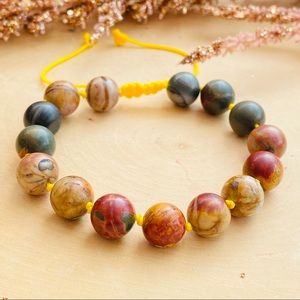 Men’s Jasper Beaded Gemstone Macramé Bracelet